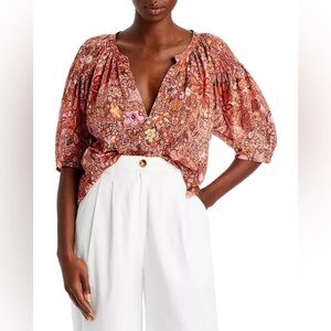 A.L.C Julianna Silk Short-sleeve Top In Sorbet Multi Size 4